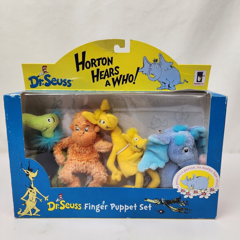 Dr Suess Manhattan Toy Finger Puppets Horton Hears A Who Cartoon Plush Animals